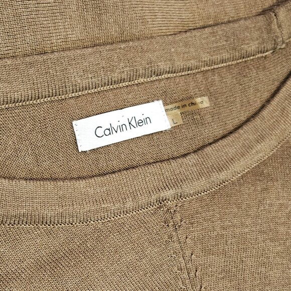 CALVIN KLEIN, Tan dolman sleeve knee length sweater dress - Picture 9 of 9